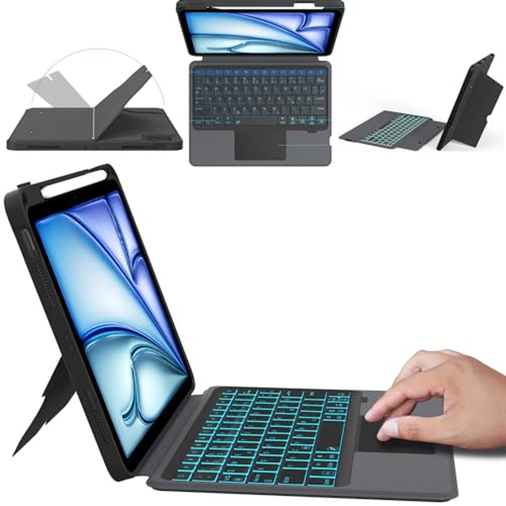 ROOFEI Tastatura Pouzdro pro iPad Pro 12.9 palce (6/5/4/3 Generace - 2022/2021/2020/2018) - Odpojitelná klávesnice s touchpadem 